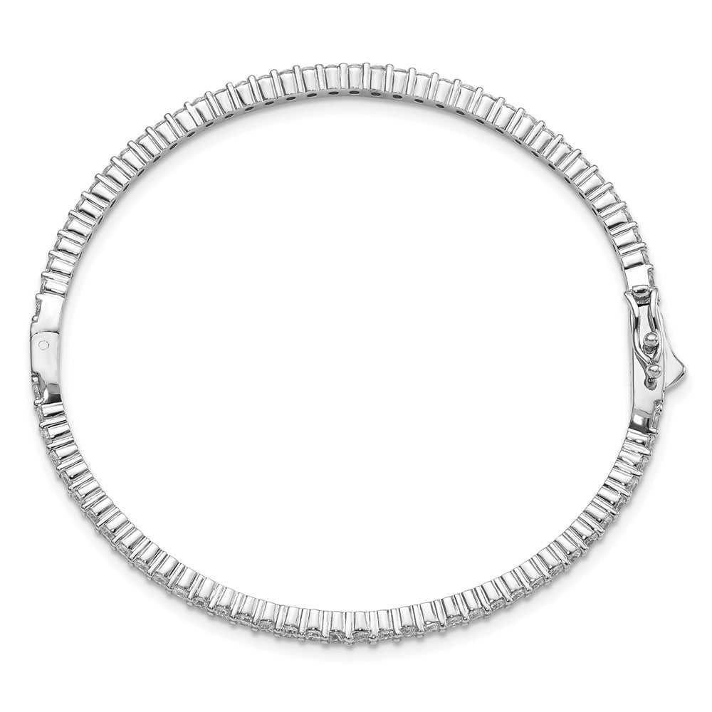 Sterling Silver Shimmer Rhodium-Plated 68 Stone Cz Hinged Bangle Bracelet