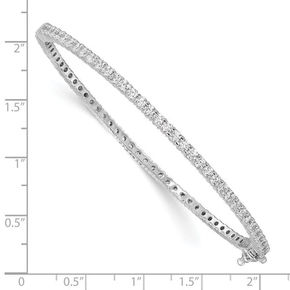 Sterling Silver Shimmer Rhodium-Plated 68 Stone Cz Hinged Bangle Bracelet