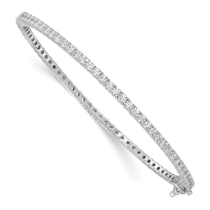 Sterling Silver Shimmer Rhodium-Plated 68 Stone Cz Hinged Bangle Bracelet