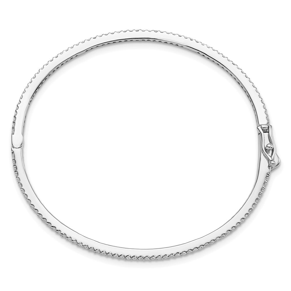Sterling Silver Shimmer Rhodium-Plated 115 Stone Cz Hinged Bangle Bracelet
