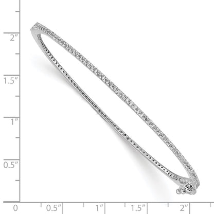 Sterling Silver Shimmer Rhodium-Plated 115 Stone Cz Hinged Bangle Bracelet