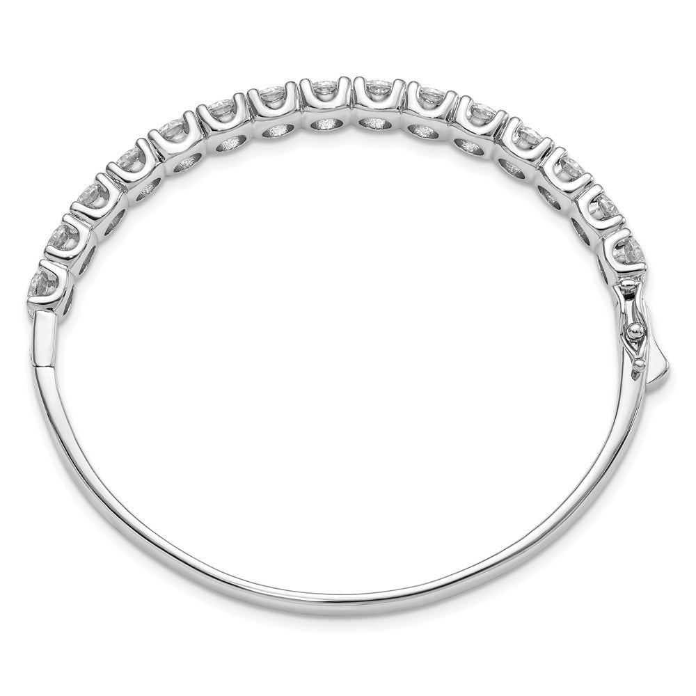 Sterling Silver Shimmer Rhodium-Plated 15 Stone Cz Hinged Bangle Bracelet