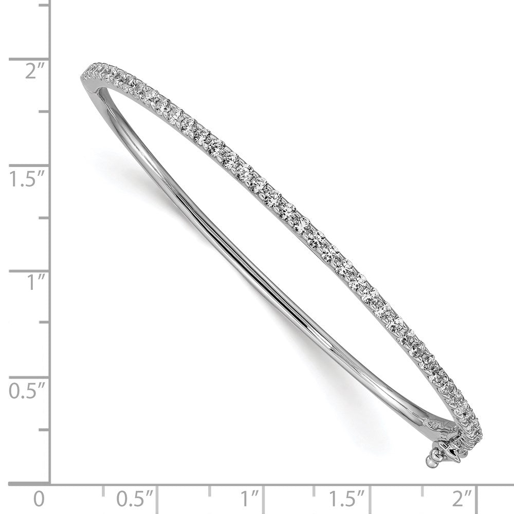 Sterling Silver Shimmer Rhodium-Plated 41 Stone Cz Hinged Bangle Bracelet