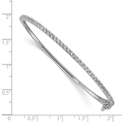Sterling Silver Shimmer Rhodium-Plated 41 Stone Cz Hinged Bangle Bracelet