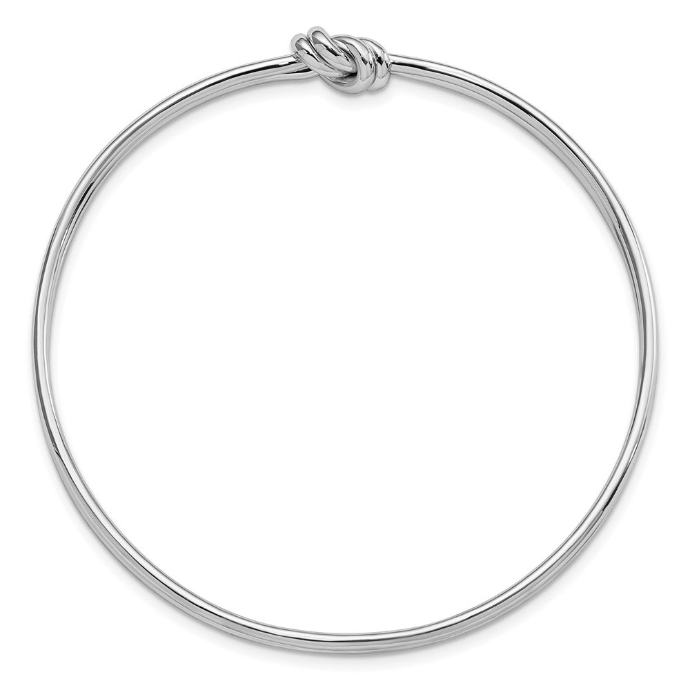 Sterling Silver Rhodium-Plated Polished Knot Slip On Bangle
