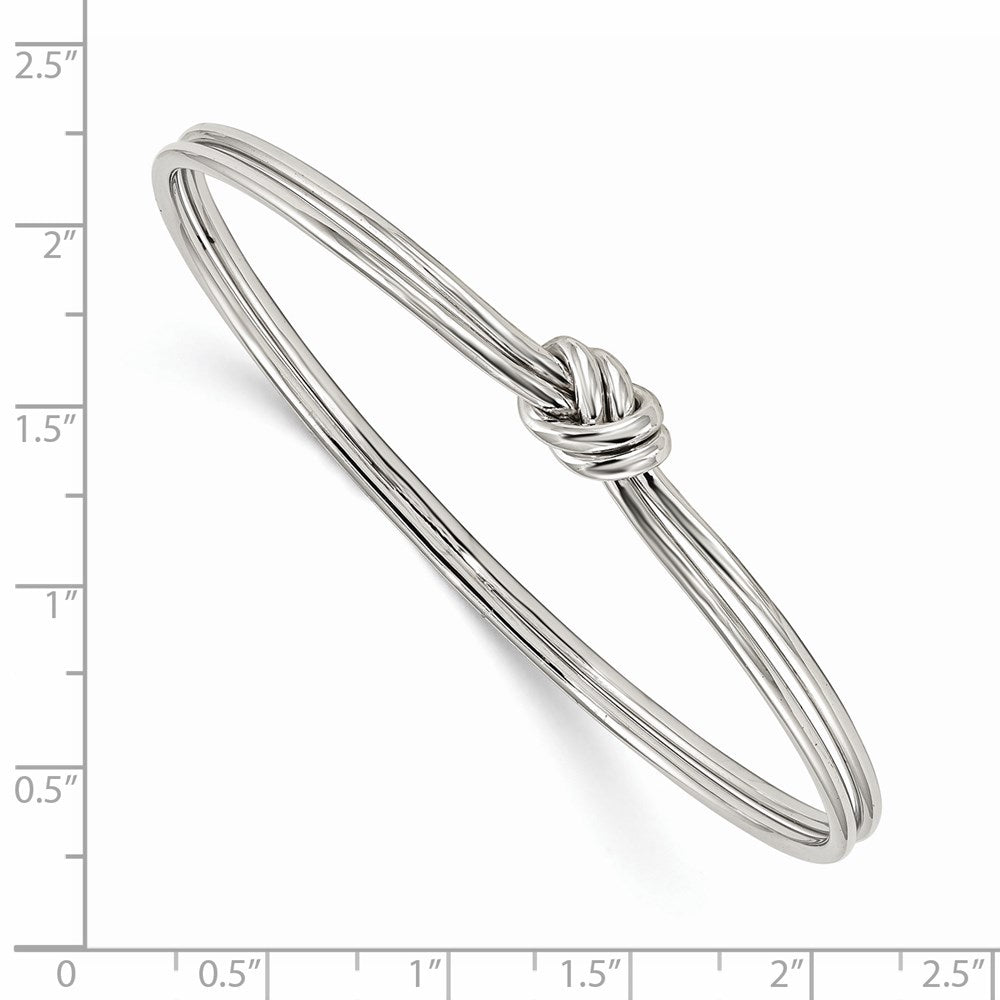 Sterling Silver Rhodium-Plated Polished Knot Slip On Bangle