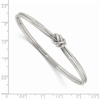 Sterling Silver Rhodium-Plated Polished Knot Slip On Bangle
