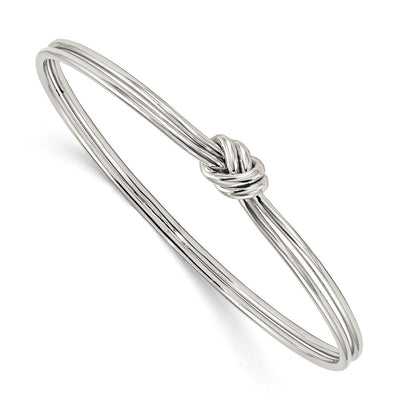 Sterling Silver Rhodium-Plated Polished Knot Slip On Bangle