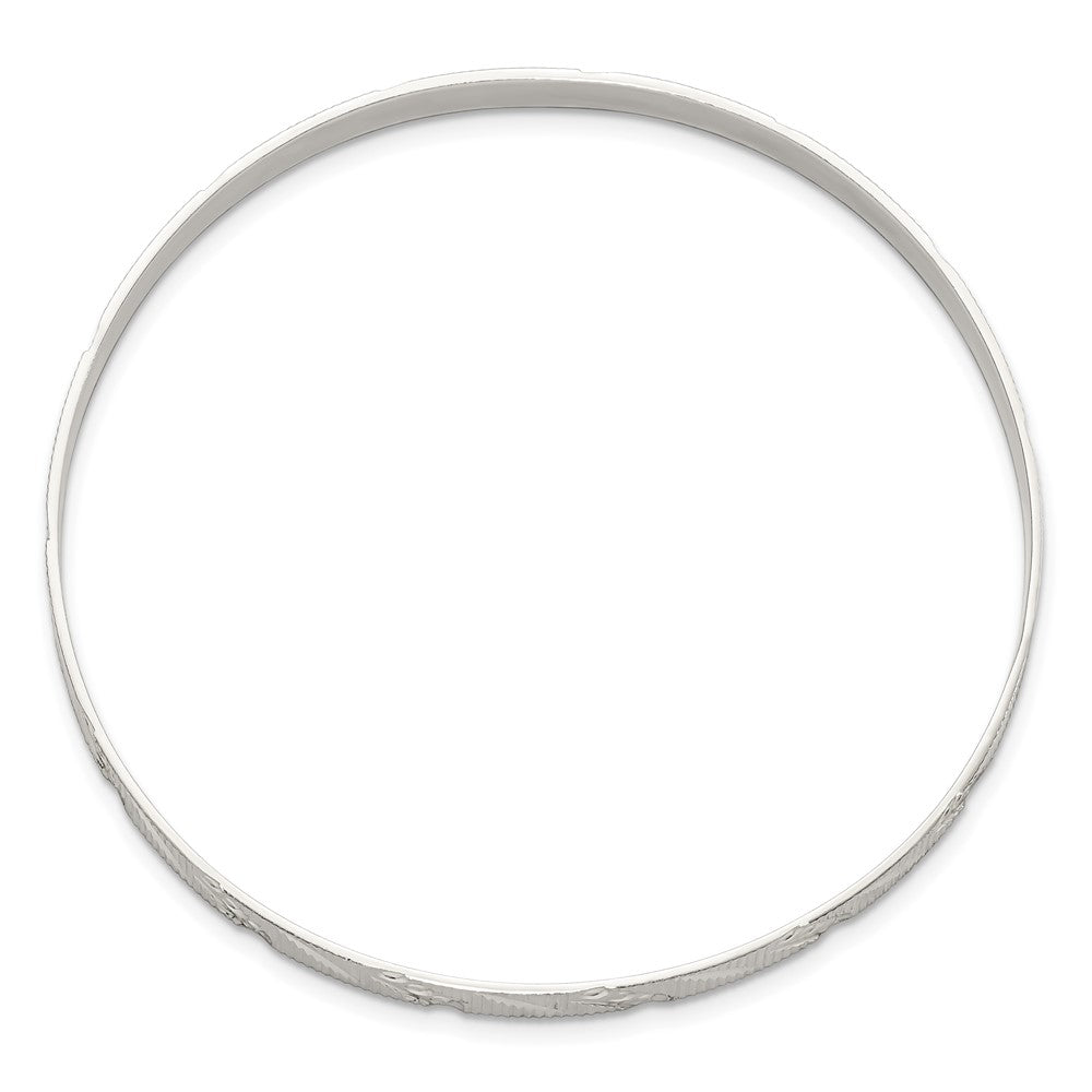 Sterling Silver 5mm Diamond Cut Slip-On Bangle