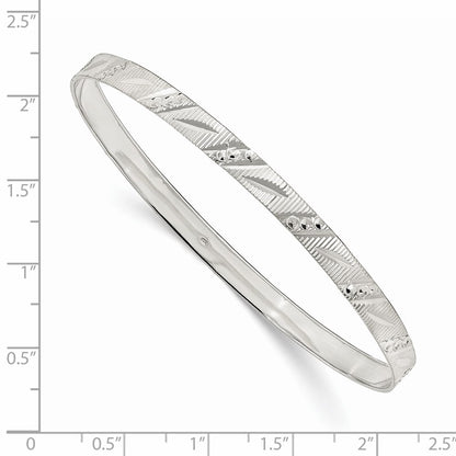 Sterling Silver 5mm Diamond Cut Slip-On Bangle