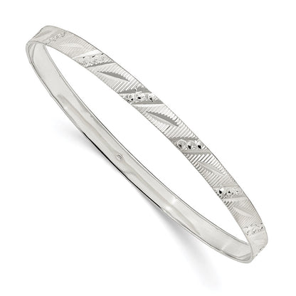 Sterling Silver 5mm Diamond Cut Slip-On Bangle
