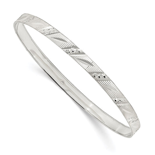 Sterling Silver 5mm Diamond Cut Slip-On Bangle