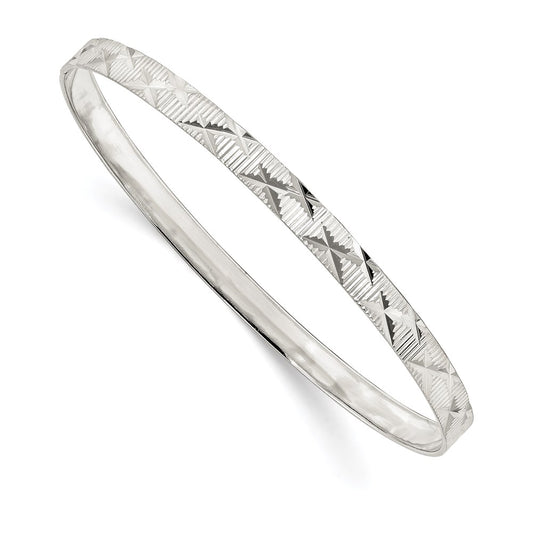 Sterling Silver 5mm Diamond Cut Slip-On Bangle