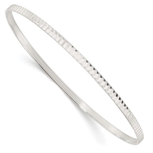 Sterling Silver Diamond Cut Slip-On Bangle