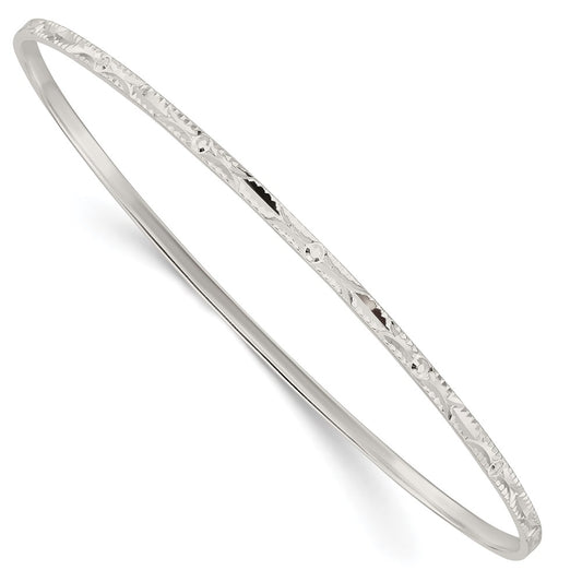 Sterling Silver Diamond Cut Slip-On Bangle