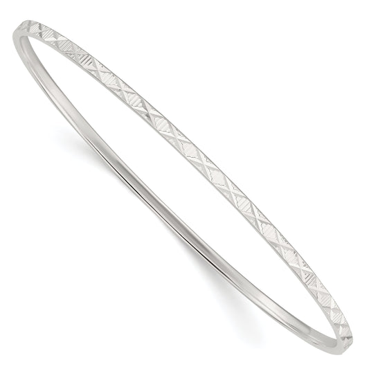 Sterling Silver Diamond Cut Slip-On Bangle