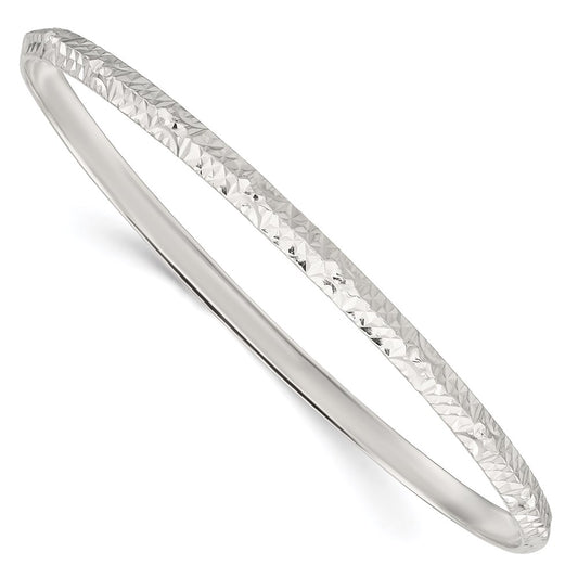 Sterling Silver Diamond Cut Slip-On Bangle