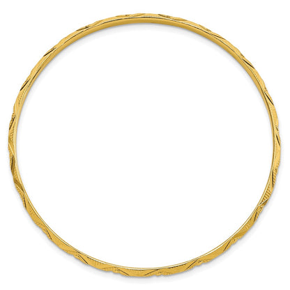 Ss/Gold Plated Sterling Silver Gold-Tone Diamond Cut Slip-On Bangle