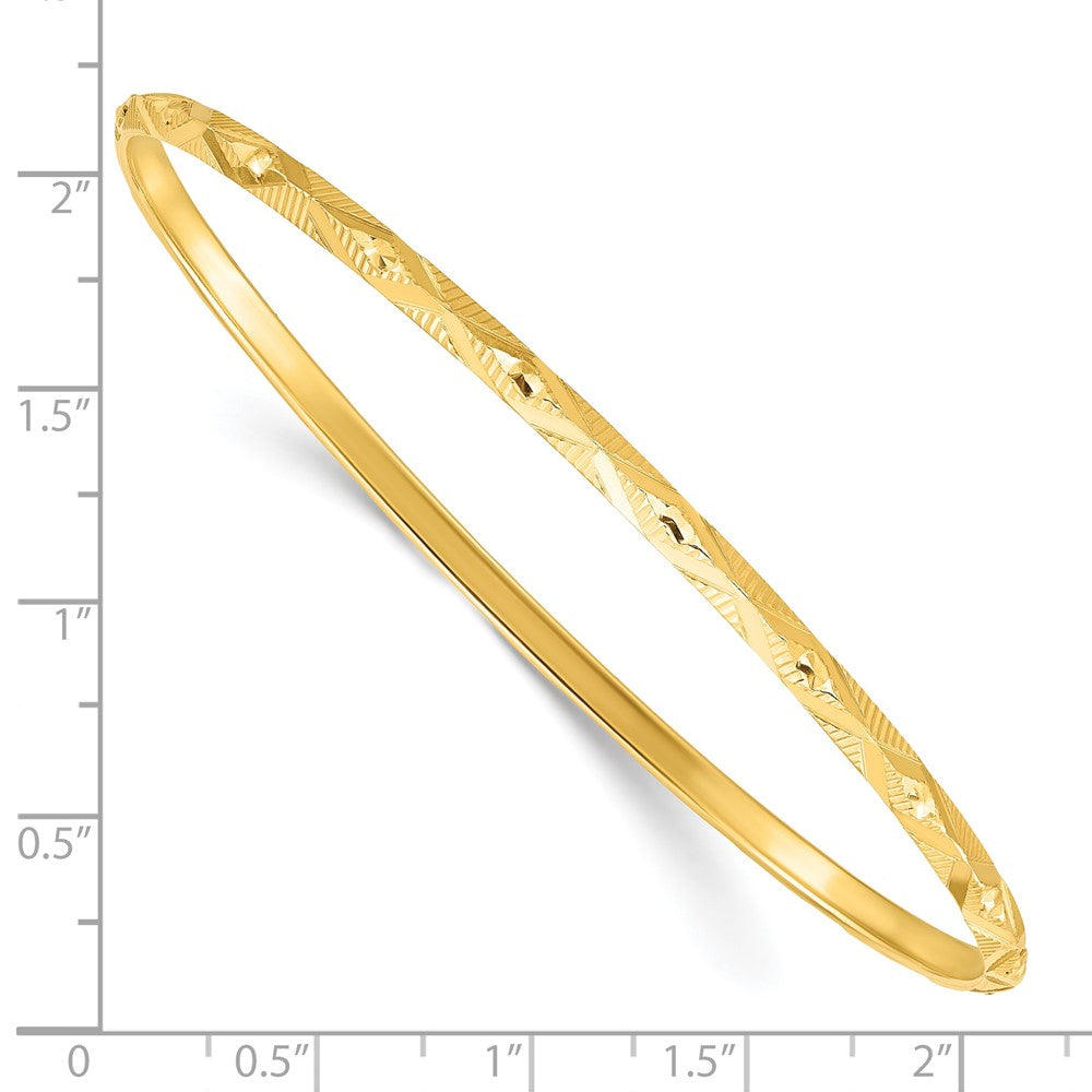 Ss/Gold Plated Sterling Silver Gold-Tone Diamond Cut Slip-On Bangle