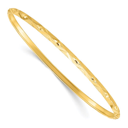 Ss/Gold Plated Sterling Silver Gold-Tone Diamond Cut Slip-On Bangle