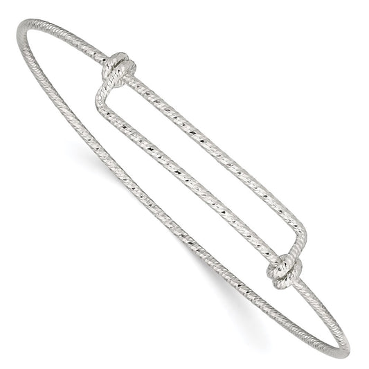 Sterling Silver Polished D/C 1.65mm 8-9.5In Expandable Bangle