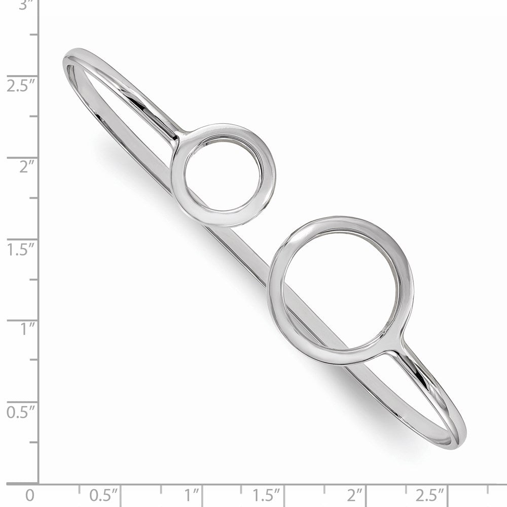 Sterling Silver Rhodium-Plated Polished Circles Palm Bangle