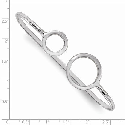 Sterling Silver Rhodium-Plated Polished Circles Palm Bangle