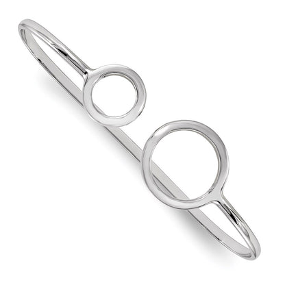 Sterling Silver Rhodium-Plated Polished Circles Palm Bangle