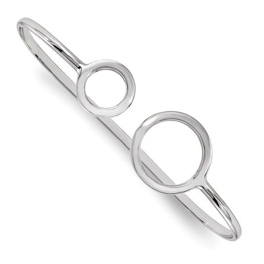 Sterling Silver Rhodium-Plated Polished Circles Palm Bangle