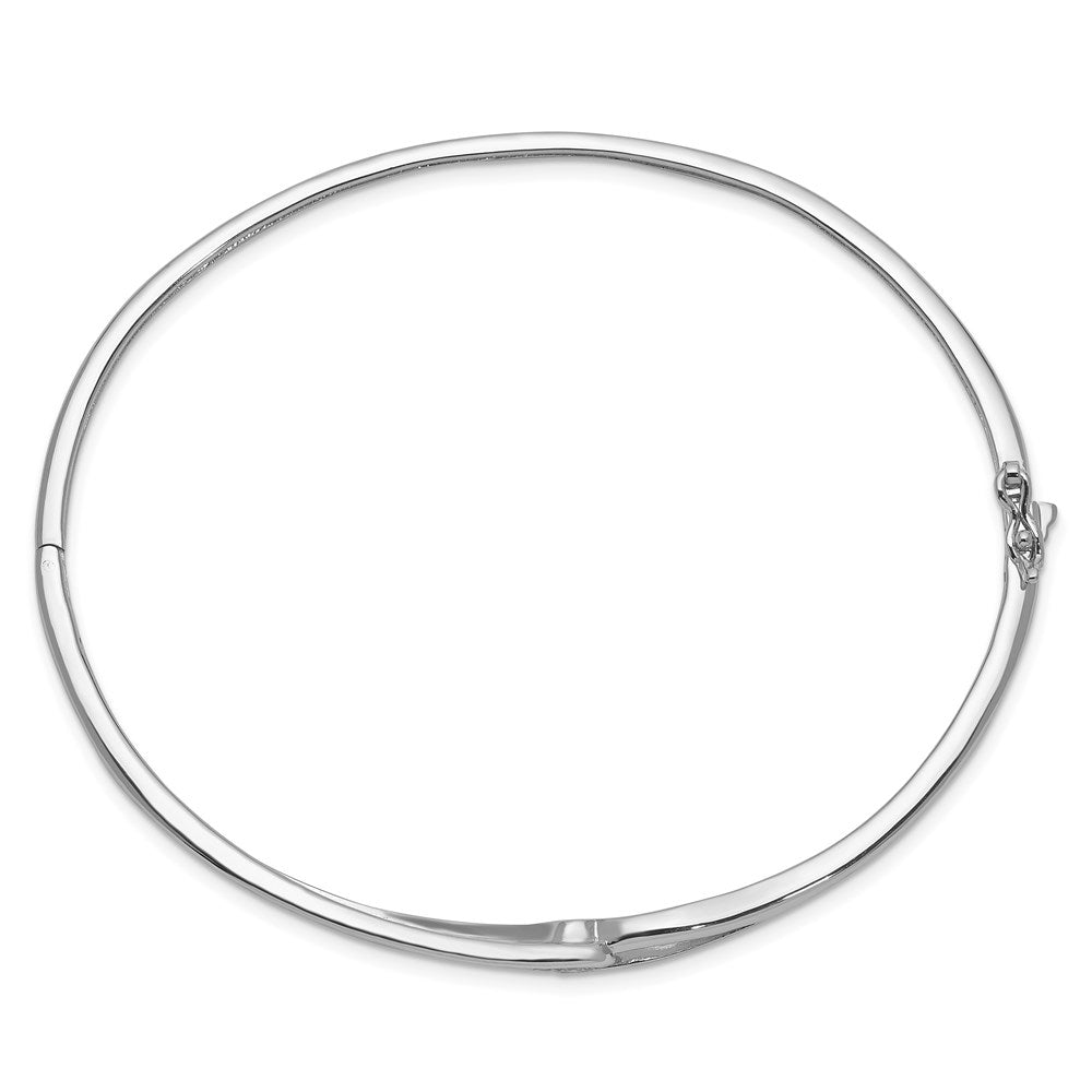 Sterling Silver Rhodium-Plated Cz Hinged Bangle