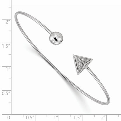 Sterling Silver Rhodium-Plated Glitter Enamel Triangle Flex Bangle