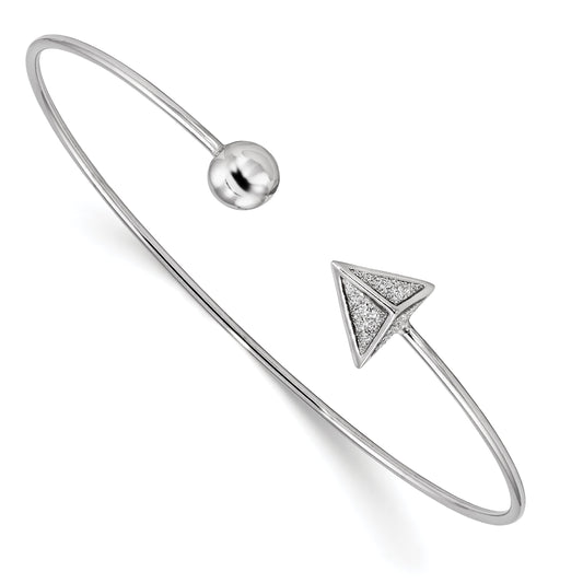 Sterling Silver Rhodium-Plated Glitter Enamel Triangle Flex Bangle