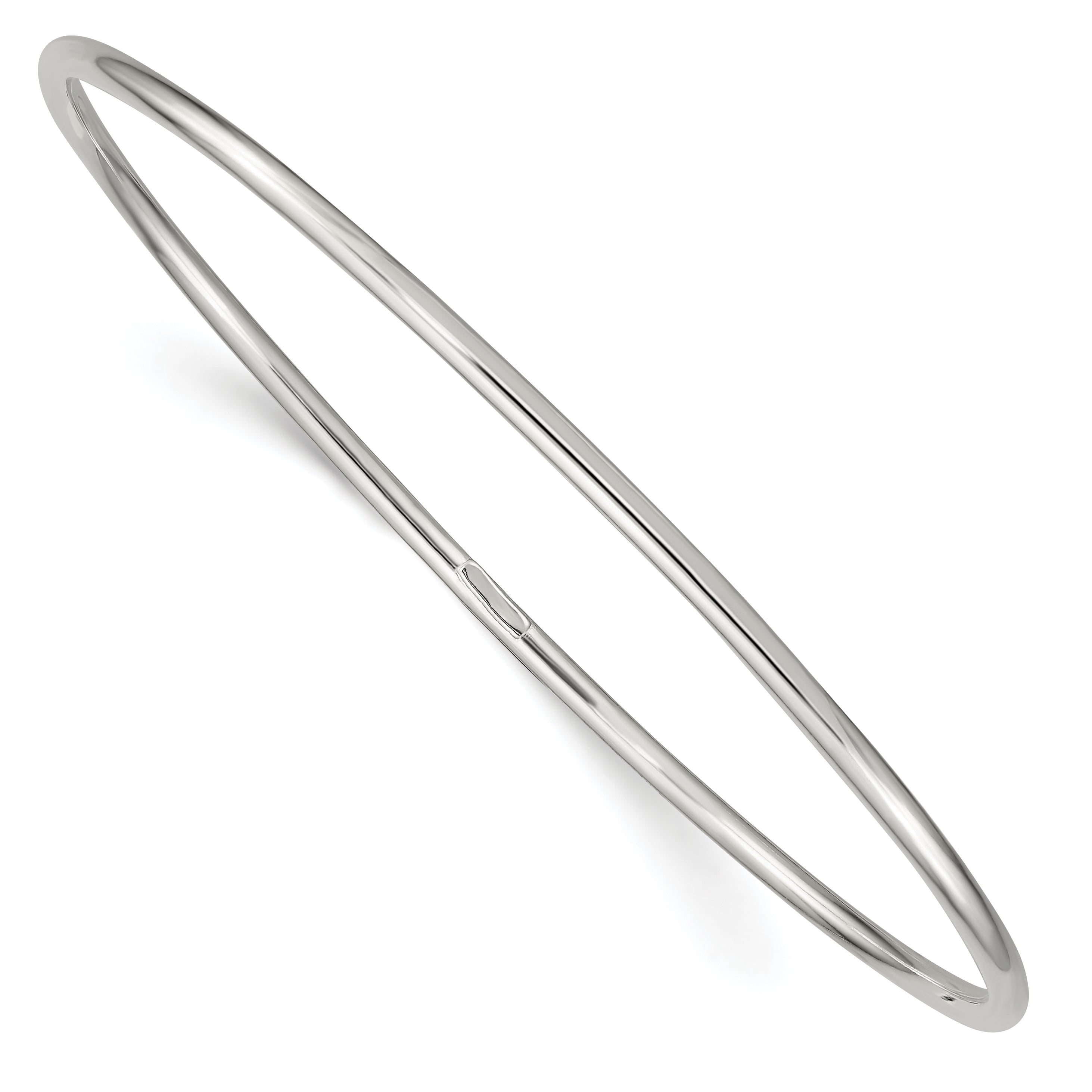 Sterling Silver Rhodium-Plated 2mm Slip-On Bangle Bracelet