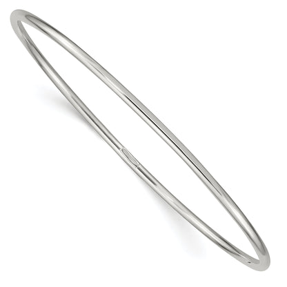 Sterling Silver Rhodium-Plated 2mm Slip-On Bangle Bracelet