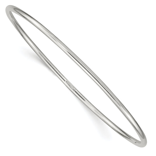 Sterling Silver Rhodium-Plated 2mm Slip-On Bangle Bracelet