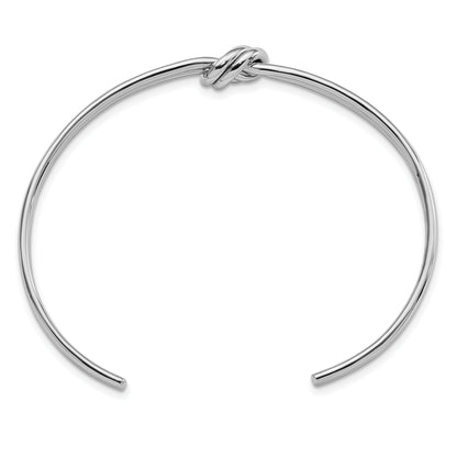 Sterling Silver Rhodium-Plated Polished Knot Cuff Bangle