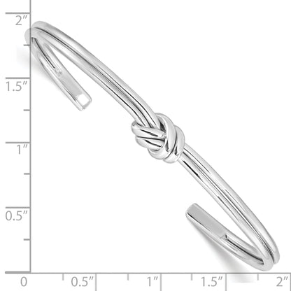 Sterling Silver Rhodium-Plated Polished Knot Cuff Bangle