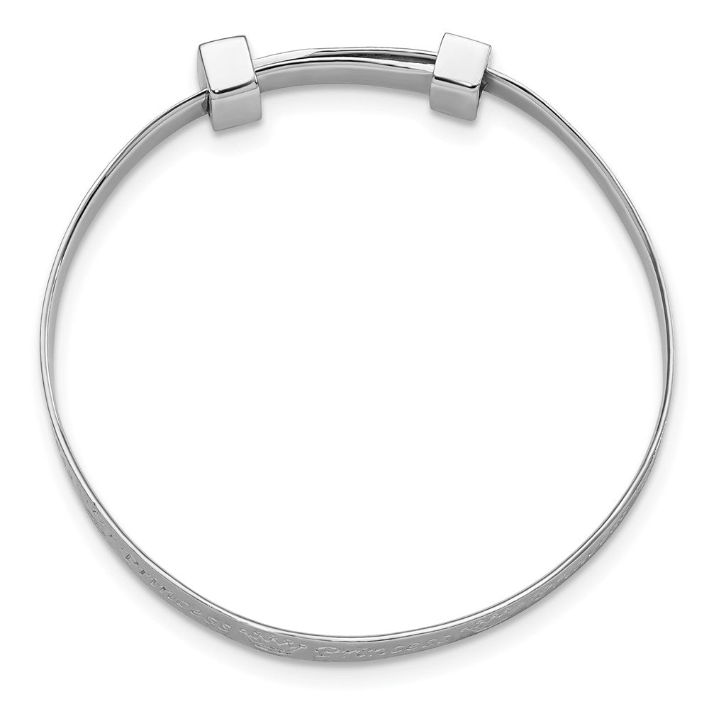 Sterling Silver Rh-Plated Pink Cz Princess Adjustable Children'S Bangle