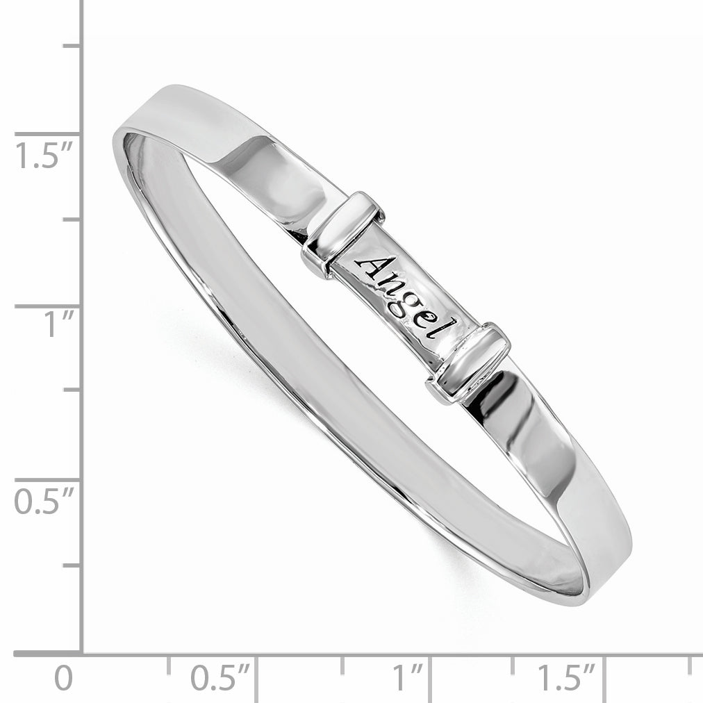 Sterling Silver Rhod-Plate Childs Enamel Angel Expandable Bangle