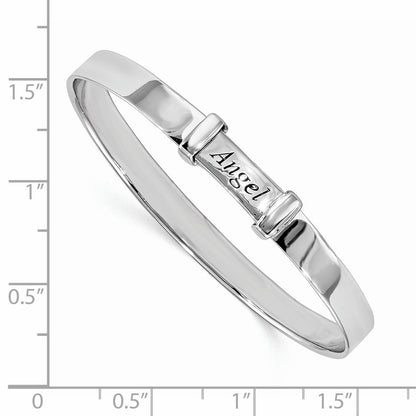 Sterling Silver Rhod-Plate Childs Enamel Angel Expandable Bangle