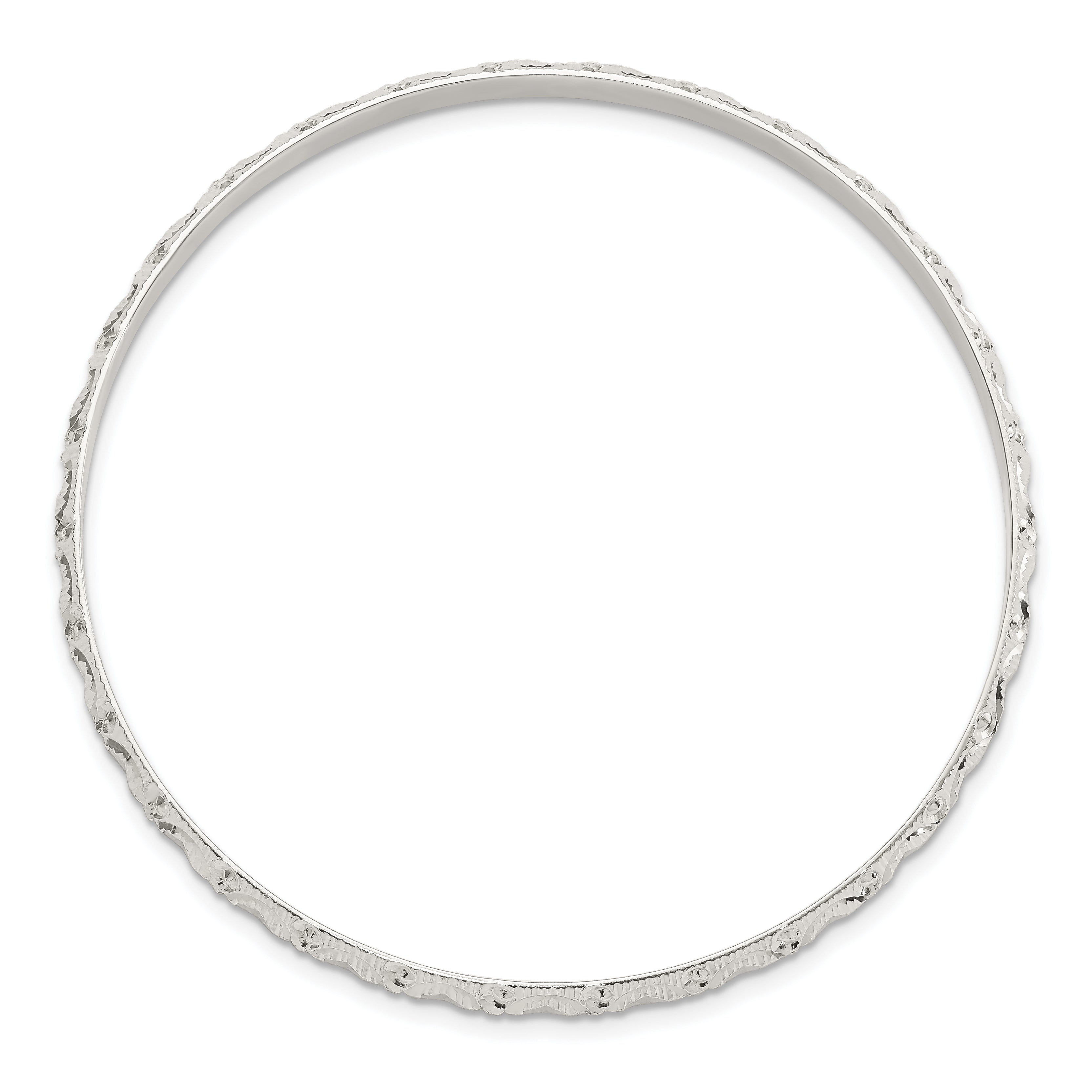 Sterling Silver Diamond Cut Patterned Slip-On Bangle