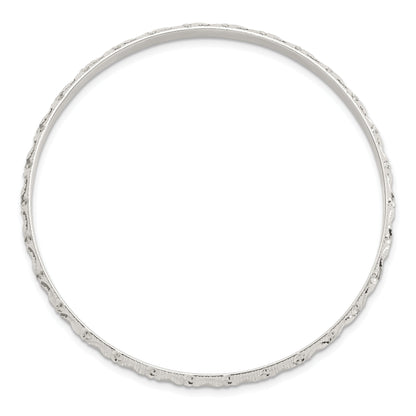 Sterling Silver Diamond Cut Patterned Slip-On Bangle