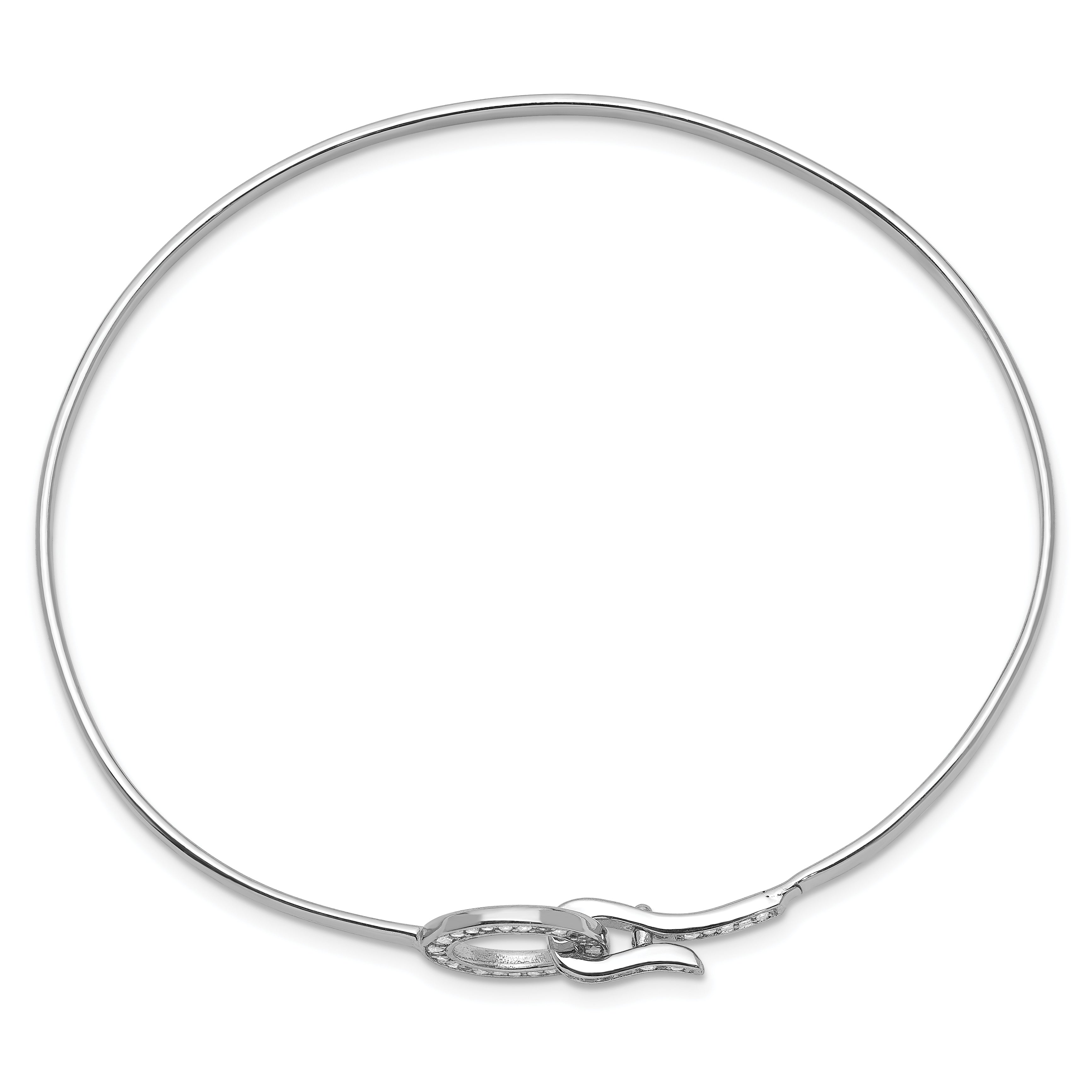 Sterling Silver Rhodium-Plated Cz Circle Flexible Bangle
