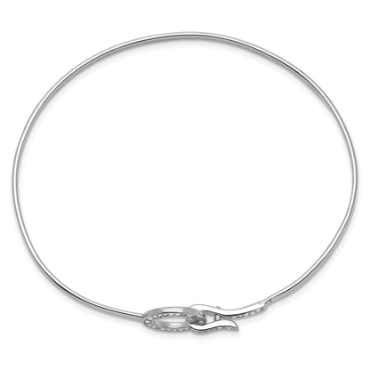Sterling Silver Rhodium-Plated Cz Circle Flexible Bangle