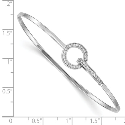 Sterling Silver Rhodium-Plated Cz Circle Flexible Bangle
