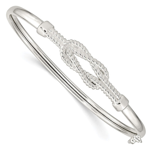 Sterling Silver Textured Love Flexible Knot Bangle