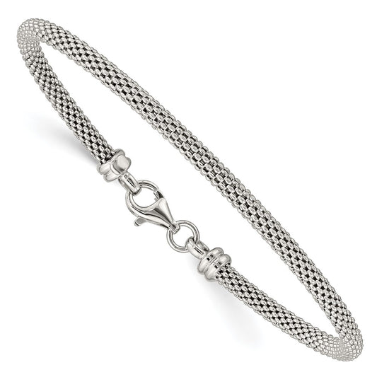 Sterling Silver Textured W/Clasp Bangle