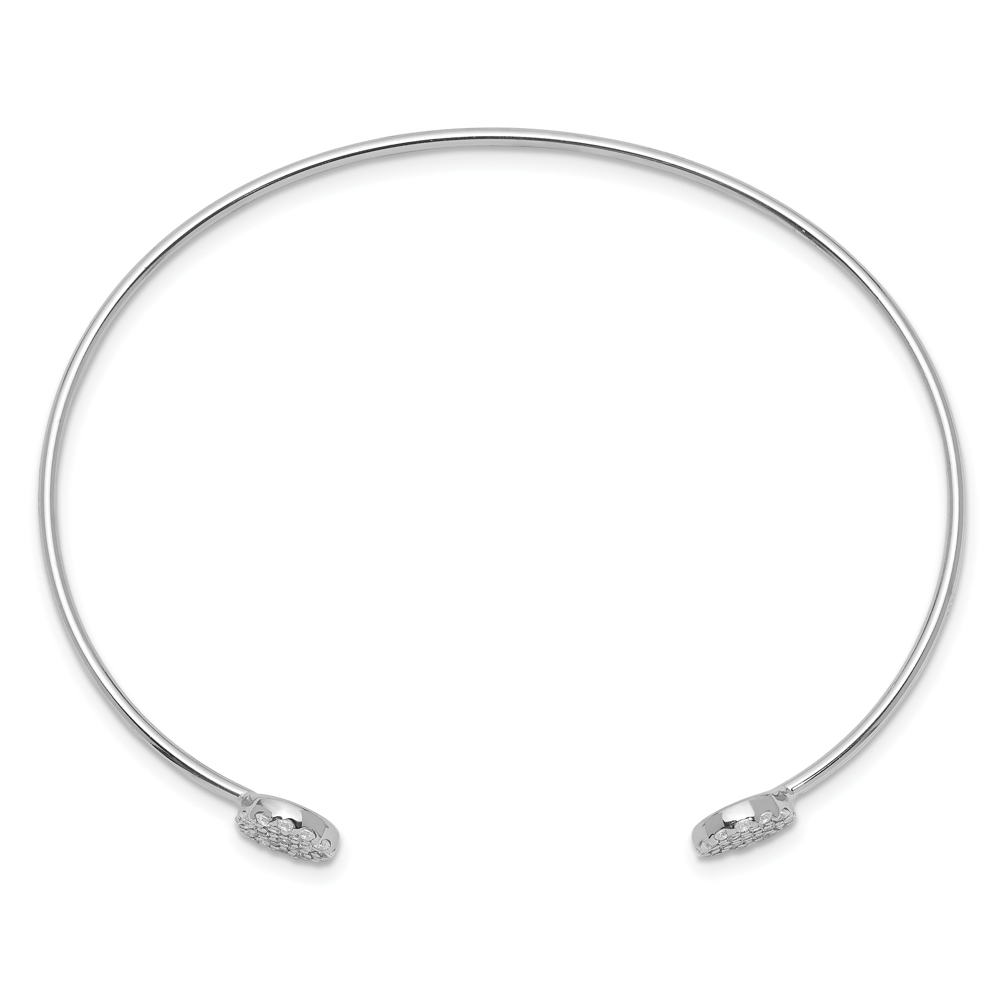 Sterling Silver Rhodium Plated Cz Bangle