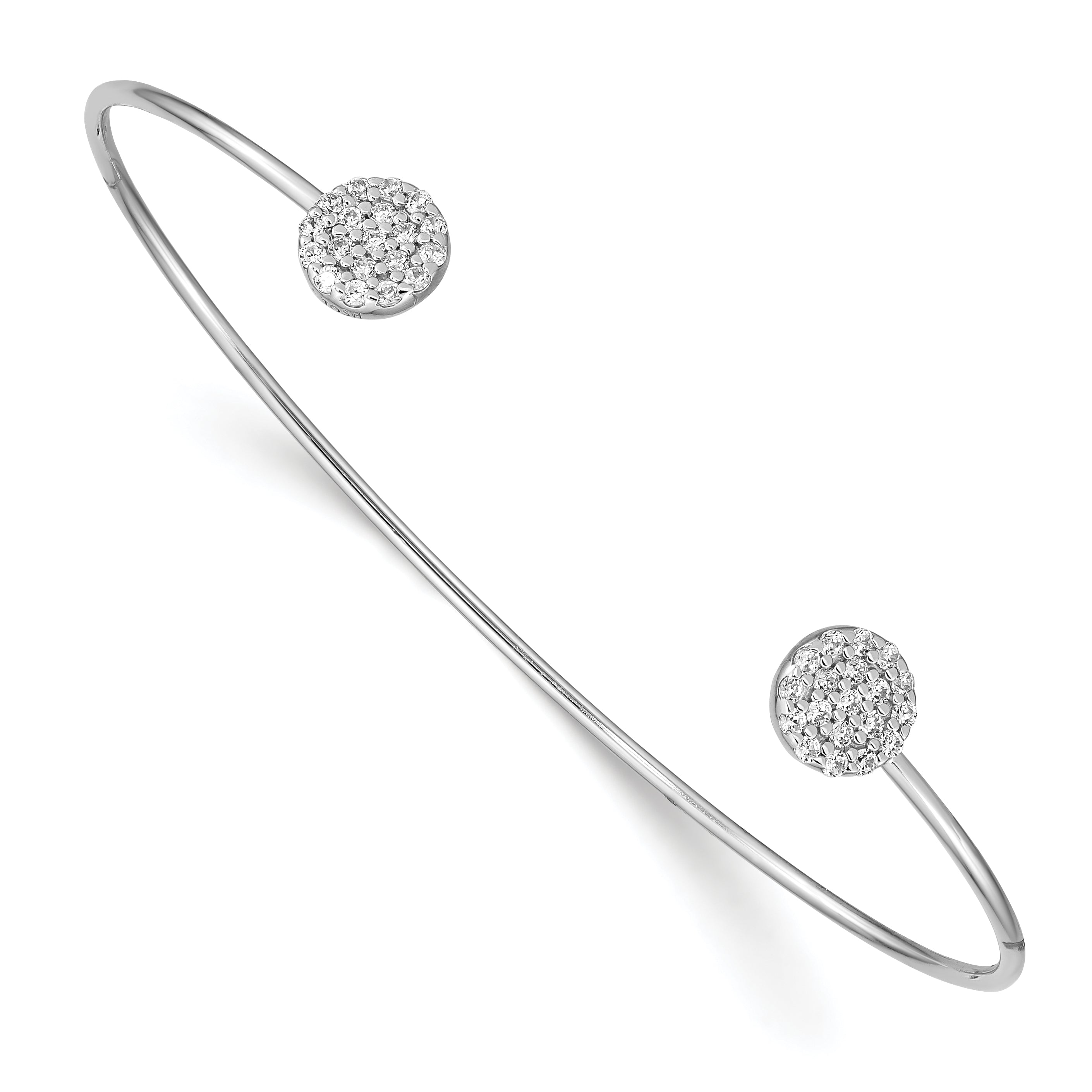 Sterling Silver Rhodium Plated Cz Bangle