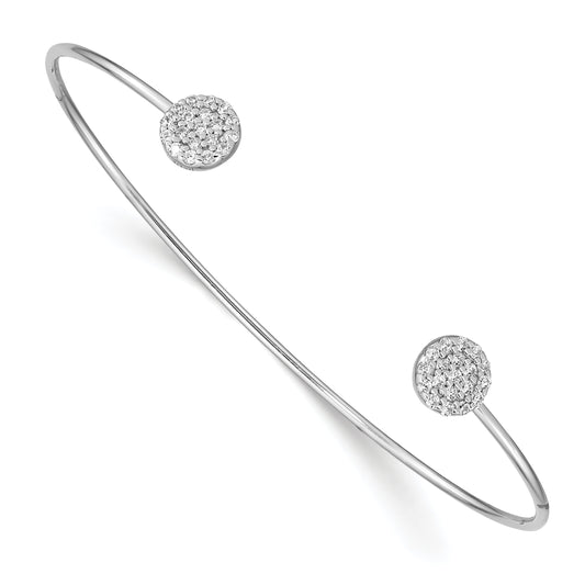 Sterling Silver Rhodium Plated Cz Bangle